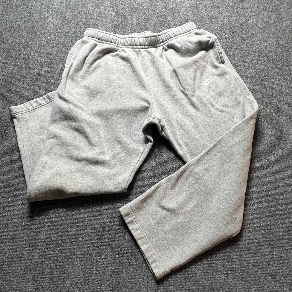 Nike Mens Cotton Sweatpants Heather Gray Open Bottom XXL Straight Leg Joggers